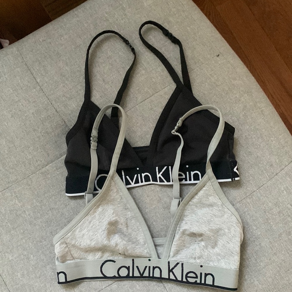 Calvin Klein Black and Grey Set of Bralettes - Size S